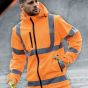 Ardon REF501 Hi Vis Hooded Softshell Jack/Vest | Oranje | SKU H8921 | Model in situatie