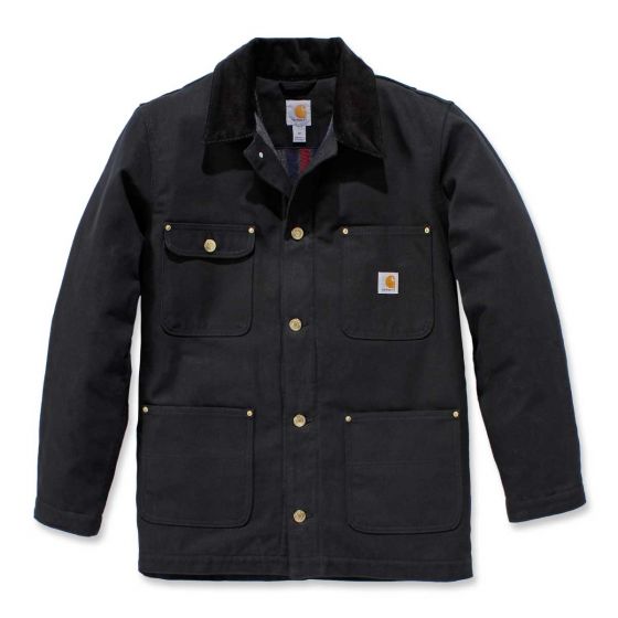 Carhartt Firm Duck Chore Coat | Black | Zwart | front view | vooraanzicht | SKU 103825 