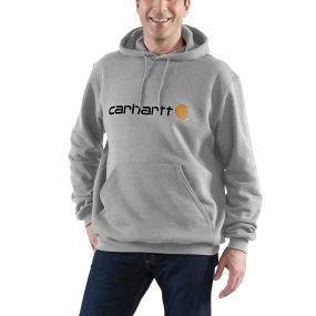 Carhartt 100074 Loose Fit Midweight Logo Graphic Sweatshirt | Heather Grey | model vooraanzicht