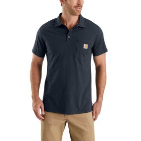 Carhartt Force™ Relaxed Fit Midweight Short-Sleeve Pocket Polo | Navy | SKU 103569 | model vooraanzicht