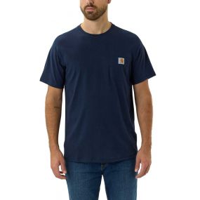 Carhartt Force™ Relaxed Fit Midweight Short-Sleeve Pocket T-shirt | Navy | SKU 104616 | model vooraanzicht